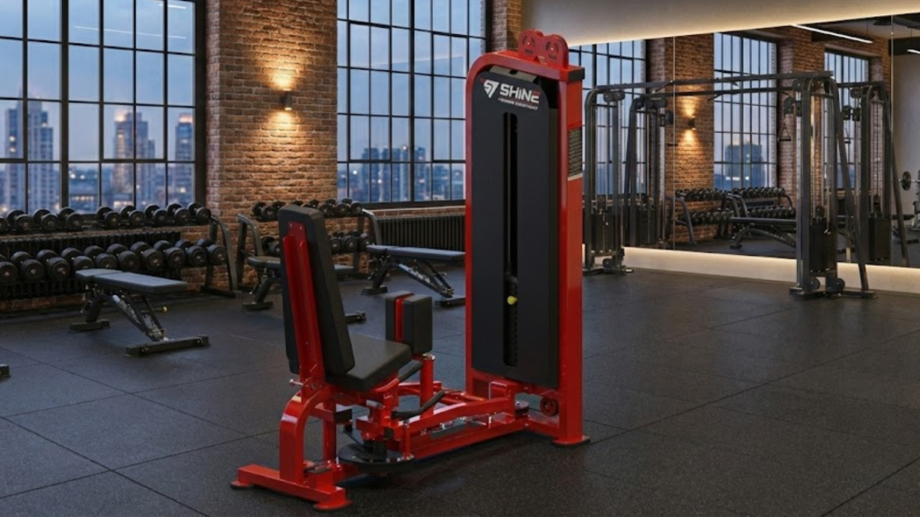 Heavy-duty adductor machine designed for intense inner thigh strength training in professional gyms