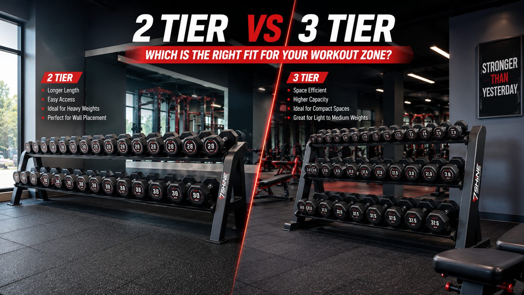 2 tier vs 3 tier dumbbell rack for commercial gyms