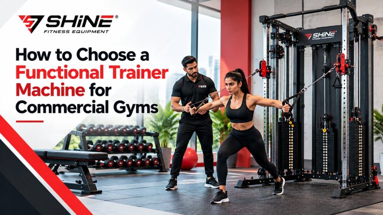 Functional trainer machine with adjustable cable pulleys in a commercial gym, highlighting equipment quality, features, and selection tips for gym owners.